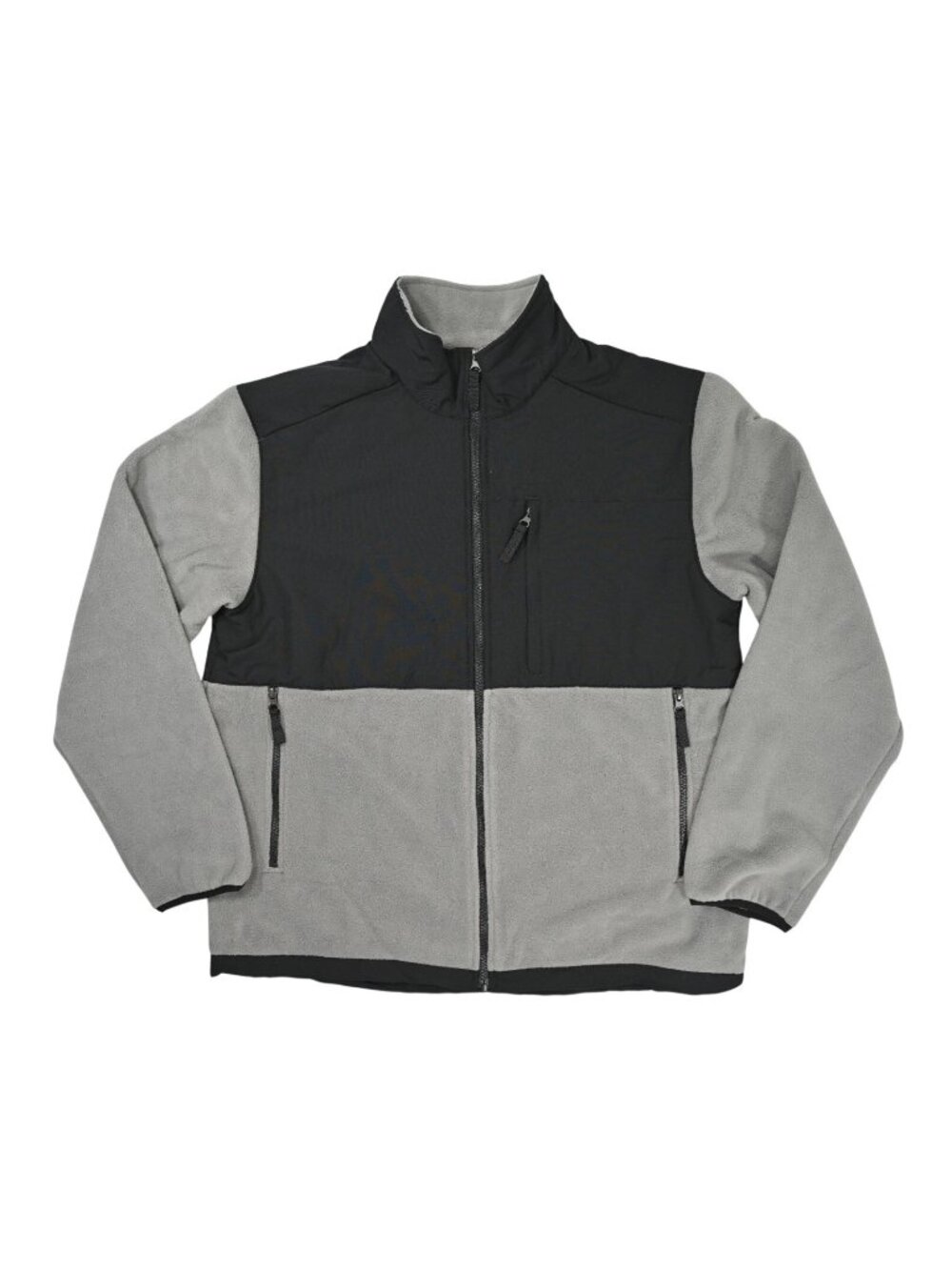 Quince Polar Fleece Full-Zip Jacket in Gravel/Bold Black